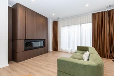 Completed HiCabinet fireplace wall unit in Glen Waverley, Melbourne